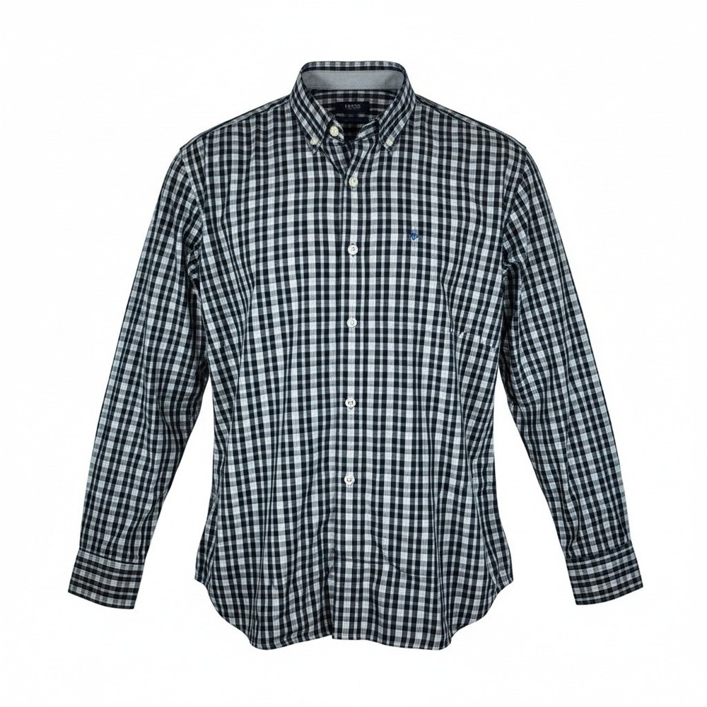 IZOD Shirt Mens Large Blue Check Long Sleeve Button Up Pocket Casual Workwear